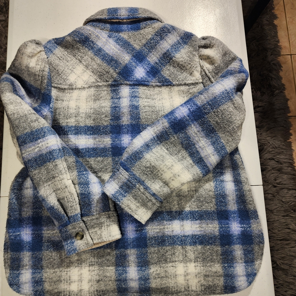 GAP Woman Blue and Gray Checkered Button Down Shirt S/P - Picture 5 of 9
